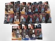 18 Hasbro Disney Star Wars figurines including The Force Awakens, Rogue One, etc., boxed.