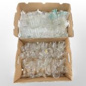 A collection of mostly Luminarc crystal glasses (2 boxes)