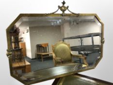 A brass framed octagonal mirror,