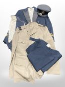 An RAF officer's No. 6 tunic, officer's cap, and a three-piece evening dress suit.