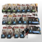 18 Hasbro Disney Star Wars figurines and figurine sets, boxed.
