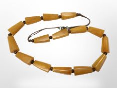 An amber/Bakelite necklace