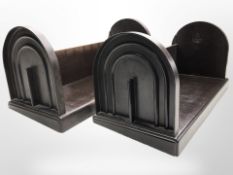 A pair of The Ebco Patent Bakelite book troughs, width 48cm.