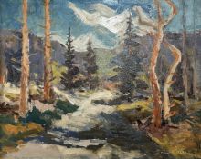 Danish School : Forest landscape, oil on canvas, 49cm x 39cm.