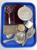 A mother of pearl mounted magnifying glass in box,