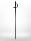 A British 1796-pattern infantry officer's spadroon with 82cm single-edge blade (handguard as found).