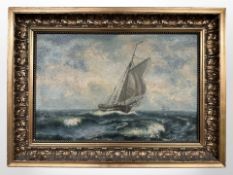 Early 20th Century Danish School : Coming in on a full swell, oil on canvas, indistinctly signed,