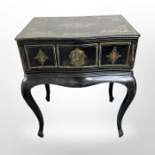 A 19th century French serpentine side table with boulle work inlay,