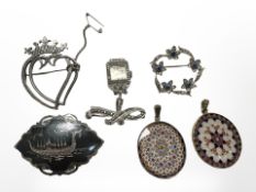 A collection of silver, marcasite, Scottish, niello and other jewellery.