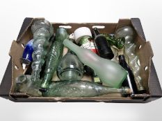 A quantity of glass bottles and decanters.
