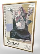 A colour exhibition poster : Picasso, Louisiana, 1991, 84 cm x 61 cm, framed.