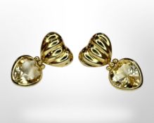 A pair of 18ct gold citrine earrings.