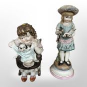Two continental bisque figures of children,