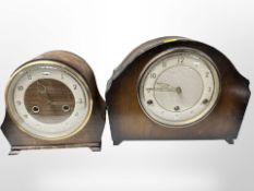 Three Art Deco eight-day mantel clocks, tallest 22cm.