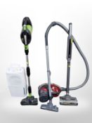 Three vacuum cleaners and a de-humidifier