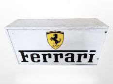 An illuminated Ferrari sign,