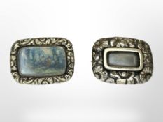 Two Georgian gold brooches, one with painted scene,