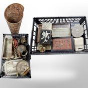 A quantity of oriental export trinket boxes, carved wooden and metal examples,