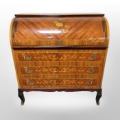 A reproduction continental king wood veneered cylinder bureau,