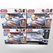 Four Hasbro Star Wars Resistance A Wing Fighter figures,