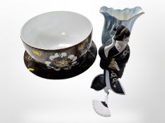 A Norwegian Porsgrund shallow dish, diameter 38cm, further bowl,