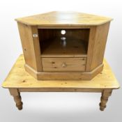 A contemporary pine coffee table,