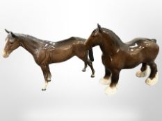 A Beswick shirehorse figure, brown gloss, height 21.
