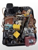 A group of cameras and lenses including Zeiss, Kodak, related photography accessories, etc.