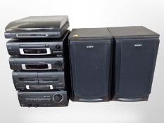 A Sony hi/fi system and pair of speakers