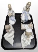 Five various Nao figures, tallest 22cm.