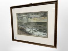 Caroline Roberts : Sussex Winter Sea, pastel, signed with initials, 23 cm x 31 cm, framed.