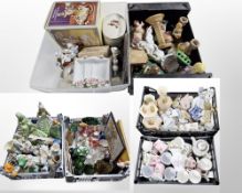 A large quantity of 20th-century tea china figurines, ceramics, ornaments, glass perfume bottles,