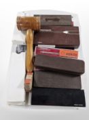 A group of boxed pens including Parker, Papermate, a turned wooden gavel, etc.