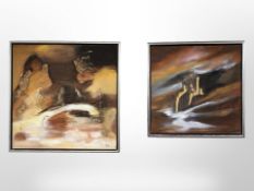 20'th Century Danish School : Abstract study in browns, oil on canvas, initialled 