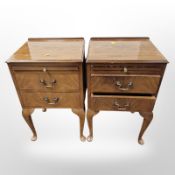 A pair of mid 20th century burr walnut bedside chests