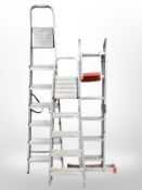 Three aluminium step ladders