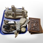 A South Durham Art model of Durham Cathedral by Mike Harris, together with a soapstone carving,