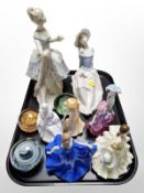 A group of porcelain figures of ladies including Leonardo Collection, Coalport, Spanish figures,