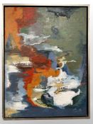 20'th Century Continental School : Abstract study, oil on canvas, 81 cm x 61 cm, framed.