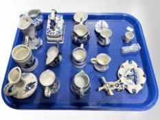 A group of Delft and other blue and white pottery.