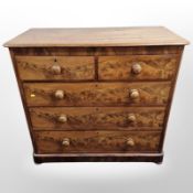 A Victorian mahogany five drawer chest,