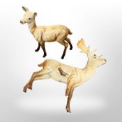 A Beswick Doe figure model 999A, height 15 cm, together with a Stag of the same manufacture.