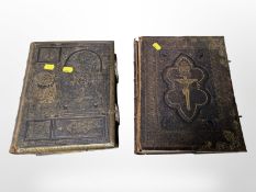 A Victorian leather-bound Holy Bible, and a further volume,