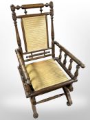 A turned beech rocking chair