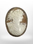 A good quality large gold framed cameo brooch 42.84 mm x 55.48 mm.