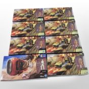 Eight Hasbro Star Wars figures including Ezra Bridger's Speeder, Rey's Speeder,