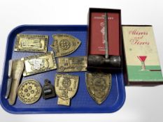 A group of cast brass Yesteryear rally plaques,