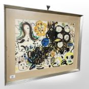 Danish school : Abstract watercolour drawing, 58cm x 40cm.