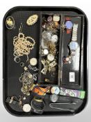 A group of costume jewellery, wristwatches,