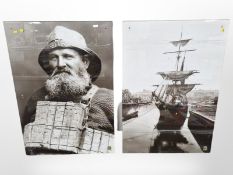 Two monochrome maritime prints from Hartlepool Maritime Museum,